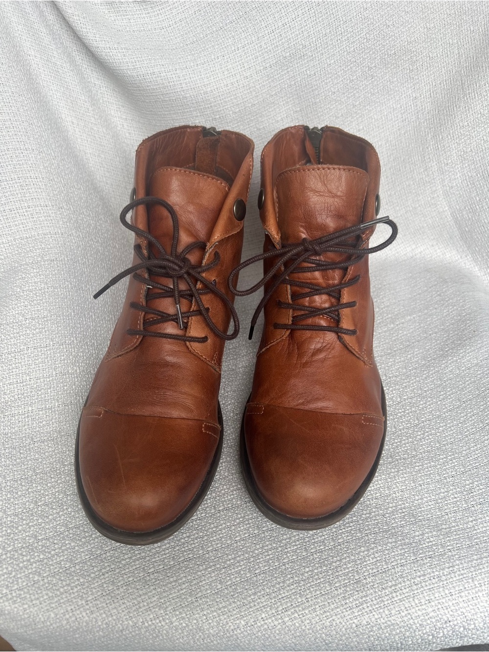 Miz Mooz Brown Leather Lace-Up Ankle Boots Women’s - Picture 7 of 16